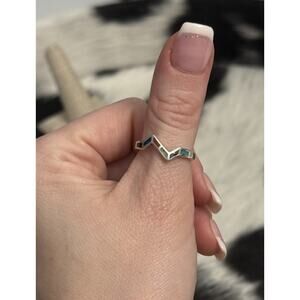 Native American Waldeck Johnson Sterling Silver Turquoise Coral Onyx Stack Ring